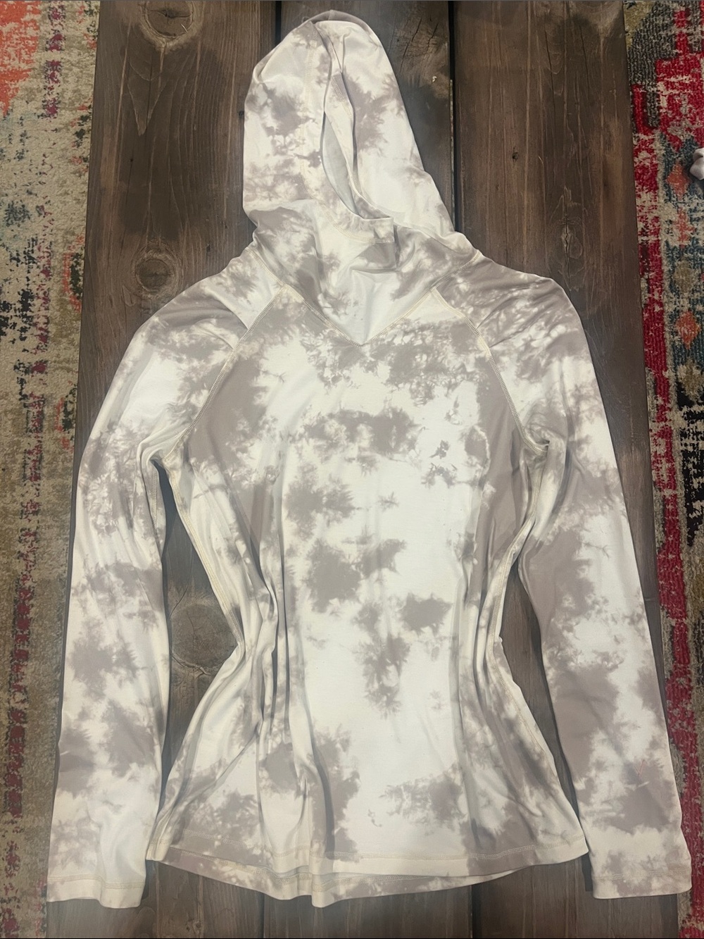 Indyeva Women’s Hooded Long Sleeve Top - Taupe Tie-Dye